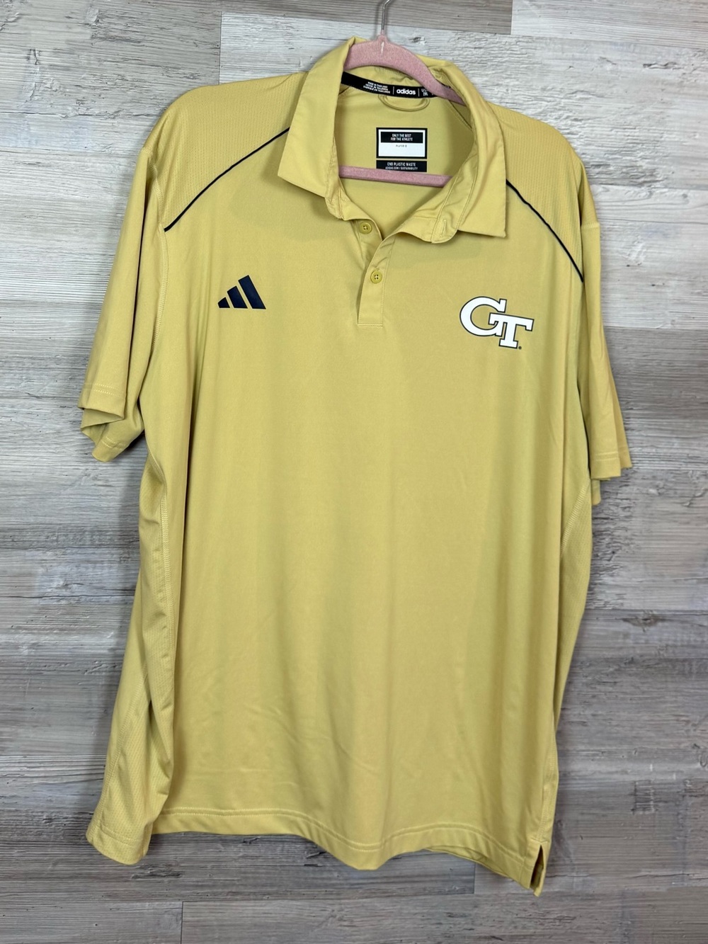 Adidas Georgia Tech Yellow Jackets Mens 2XL Gold AEROREADY Sideline Golf Polo
